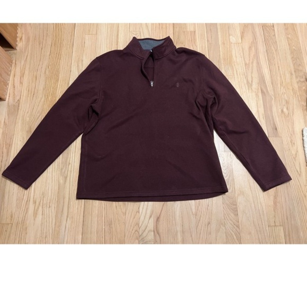 IZOD Mens Quarter Zip Pullover Burgundy Long Sleeve Size XL